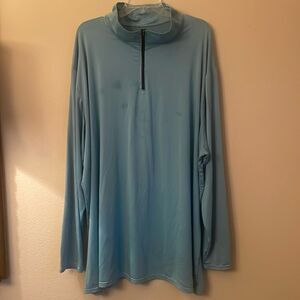 Essentials Men's aqua green Long Sleeve Shirt quarter zip mock neck dri fit 4X
